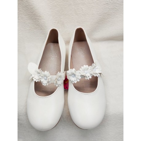 merceditas de niña  color oro/azul marino