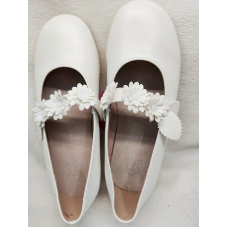 merceditas de niña  color oro/azul marino