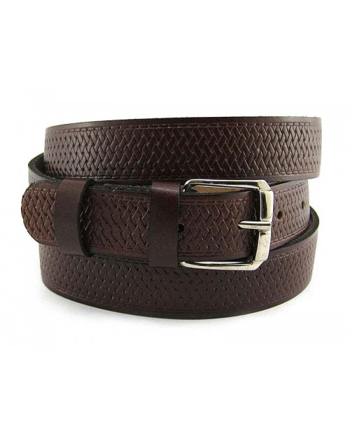 Cinturón de piel con pespuntes