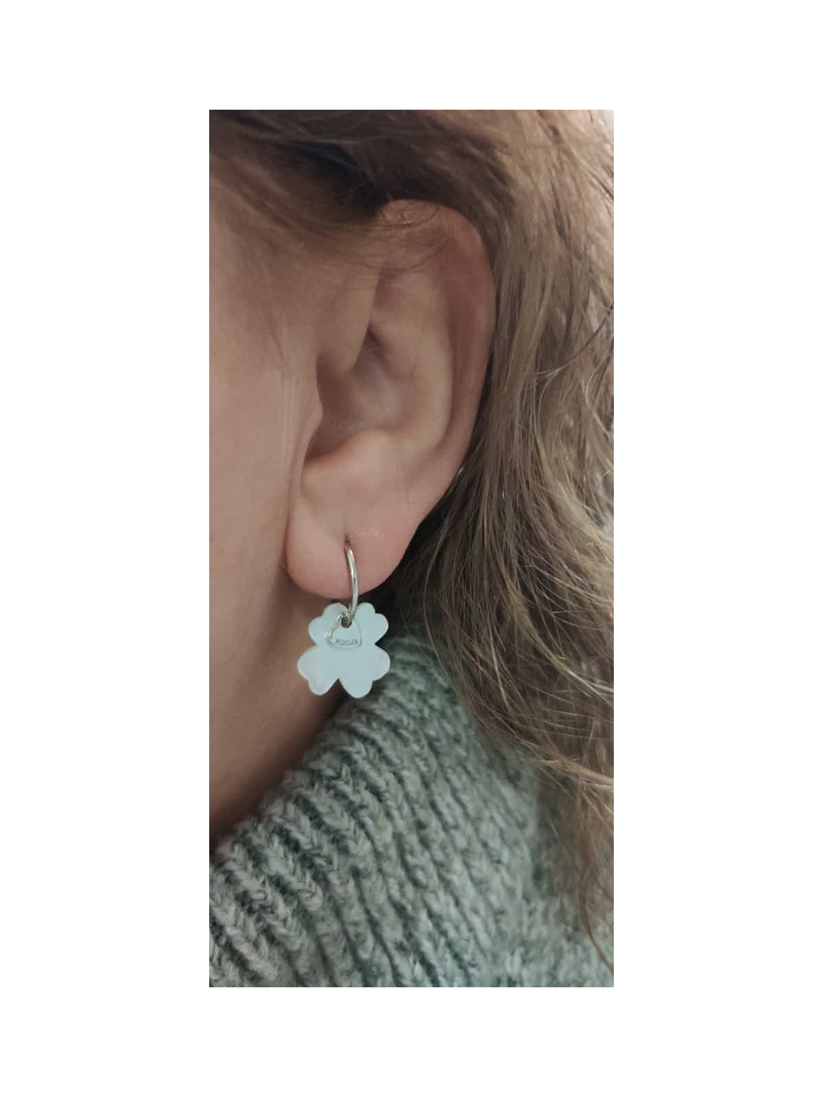 Pendientes de plata con treból  de Nácar de MORGAN de Toi