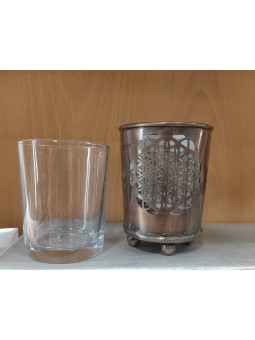 Portavelas metálico Flor de...