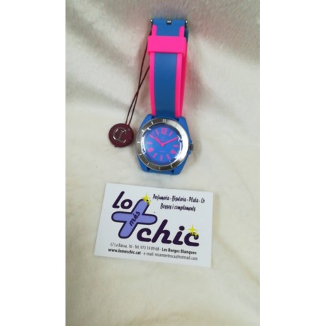 RELOJ AZUL Y ROSA JUVENIL CON LA CORREA DE SILICONA