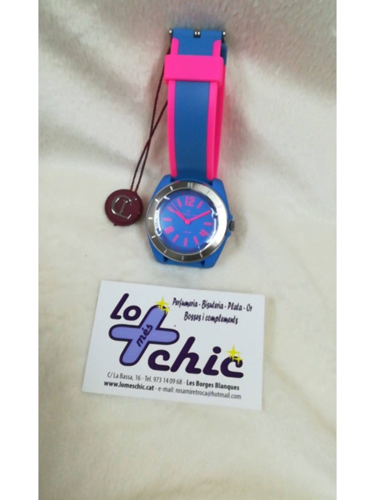 RELOJ AZUL Y ROSA JUVENIL CON LA CORREA DE SILICONA