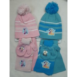 JUEGO DE GORRO, BUFANDA Y GUANTES  MICKEY Y MINNIE MOUSE