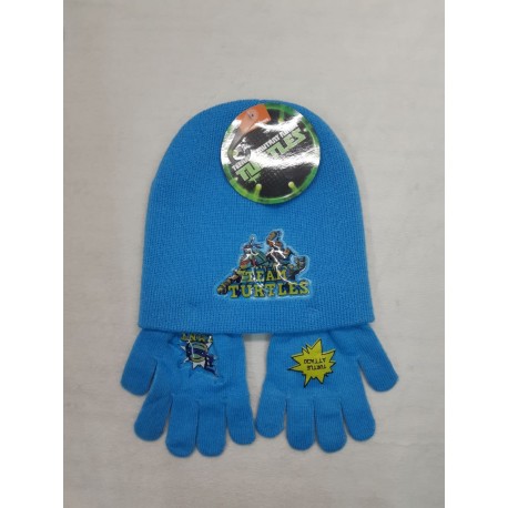 JUEGO CON GORRO Y GUANTES DE LAS TORTUGAS NINJA