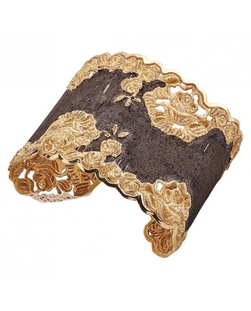 BRAZALETE RUTENIO Y PLATA BAÑADA EN ORO DE 24 Ktes.