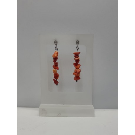 PENDIENTES DE PLATA Y CORAL